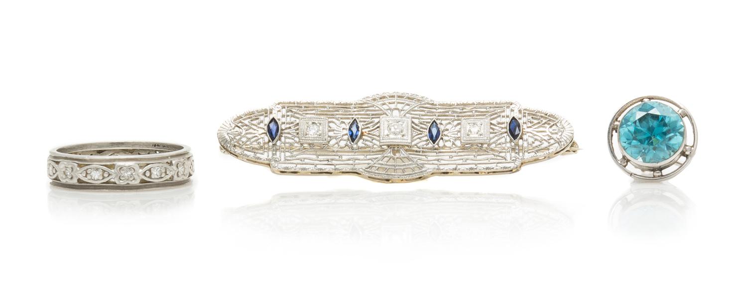 A Collection of White Gold and Platinum Jewelry, 8.20 dwts.