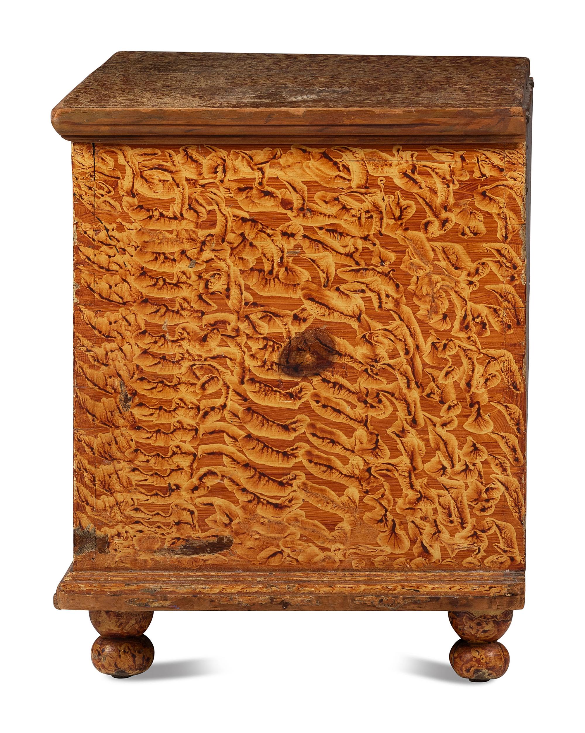A Country Grain Painted Yellow Poplar Blanket Chest