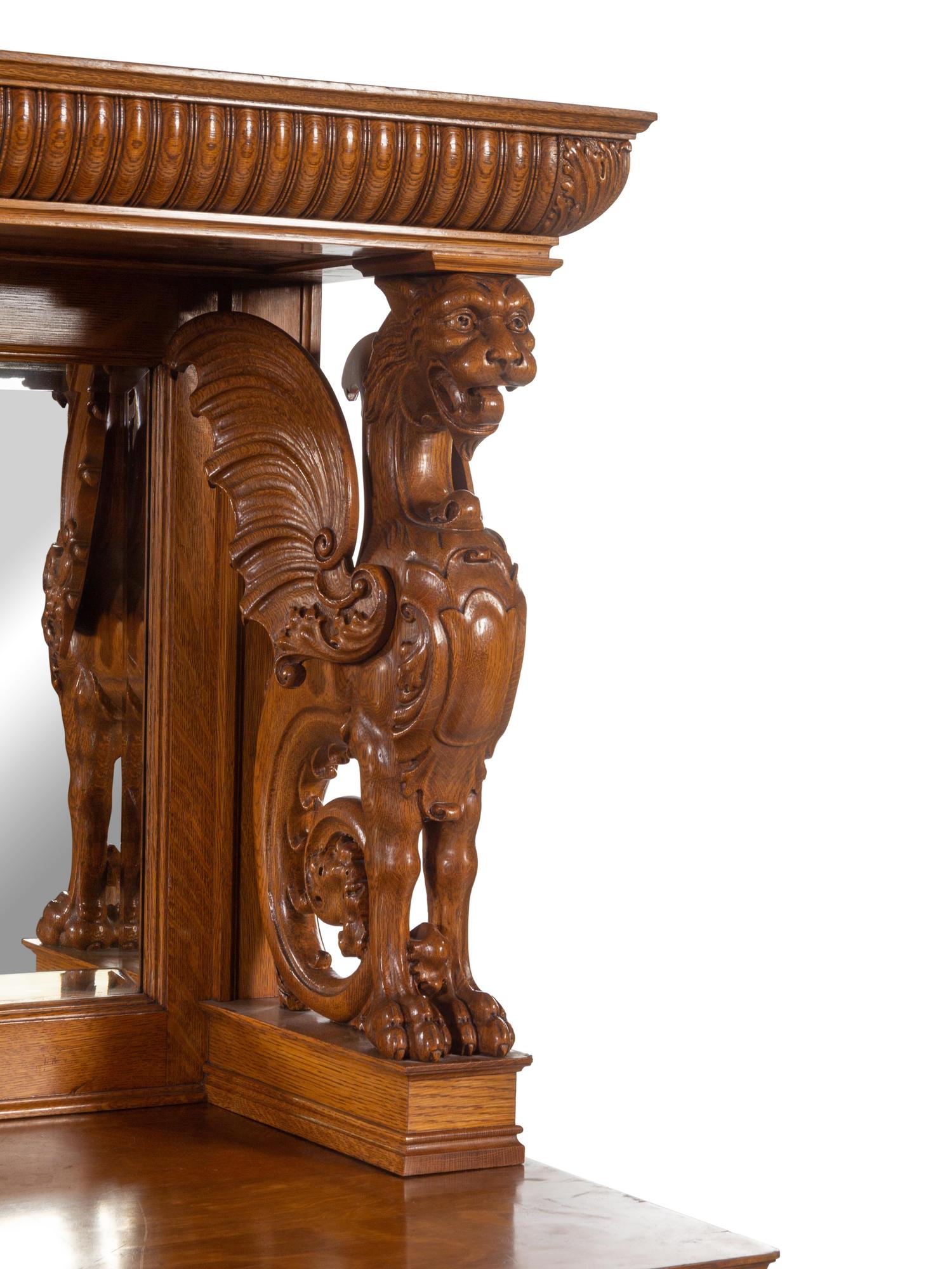 An American Renaissance Revival Carved Oak Server
