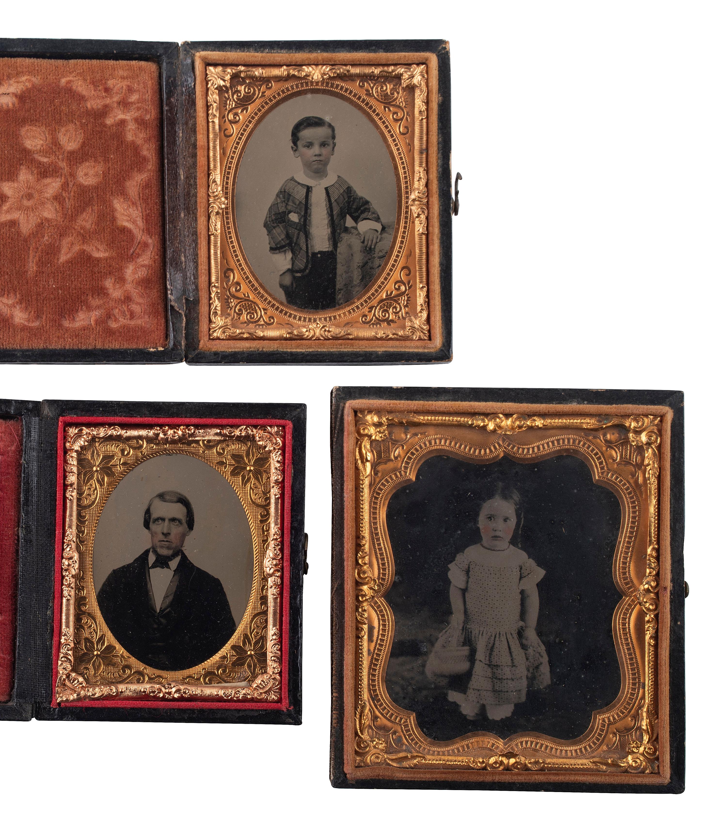 [EARLY PHOTOGRAPHY]. 23 cased images, incl. daguerreotype, ambrotype, and tintype portraits