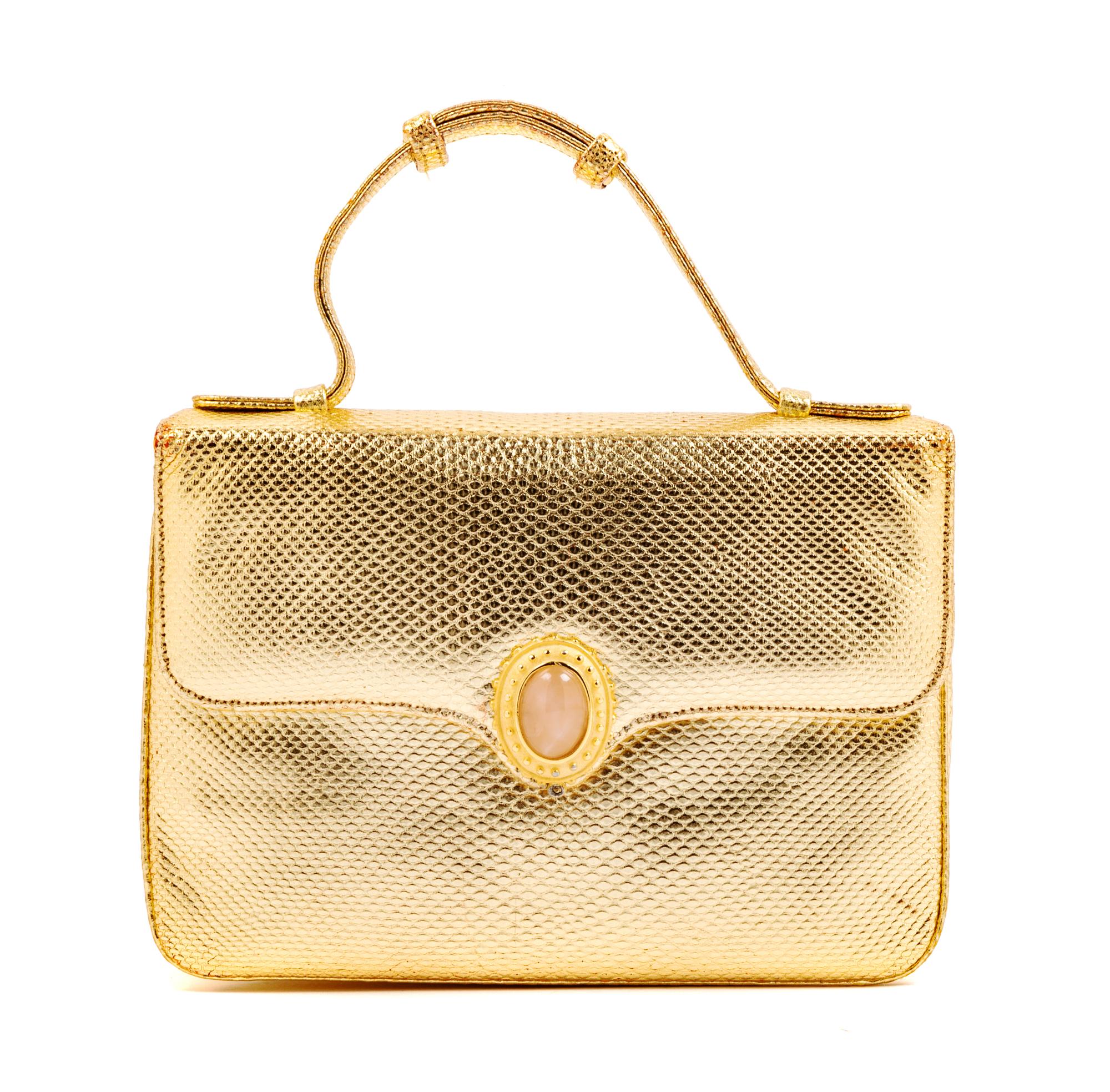 Judith Leiber Gold Leather Purse