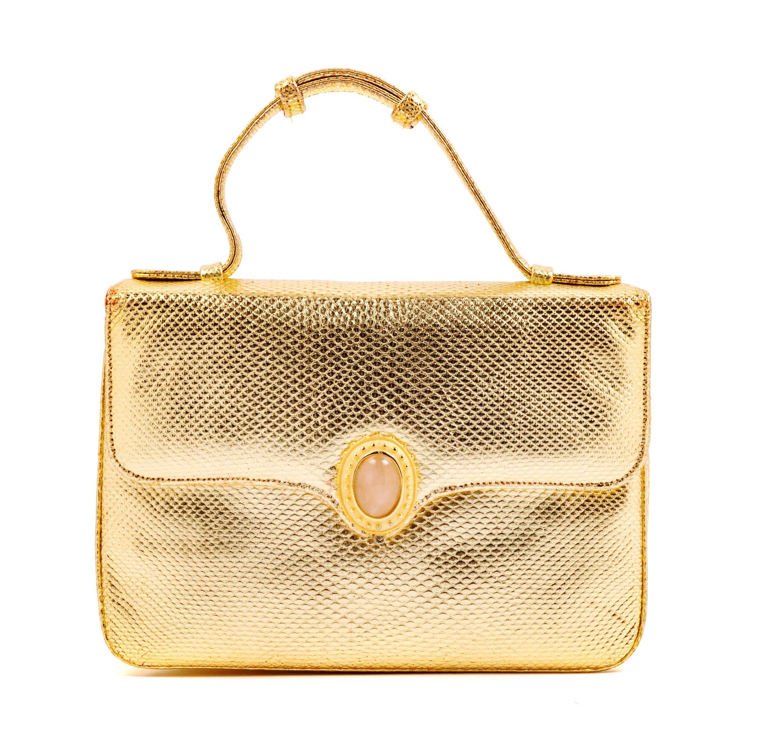 Judith Leiber Gold Leather Purse