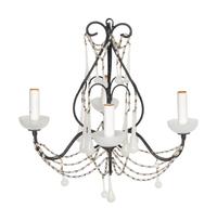 A Rococo Style Wrought-Iron and Opaline Glass Four-Light Chandelier — 19TH/20TH CENTURY