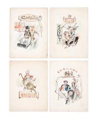 (COLUMBIAN EXPOSITION) Archive of illustration art from All the World at the Fair. London, [1893]. 37 hand-colored proofs total