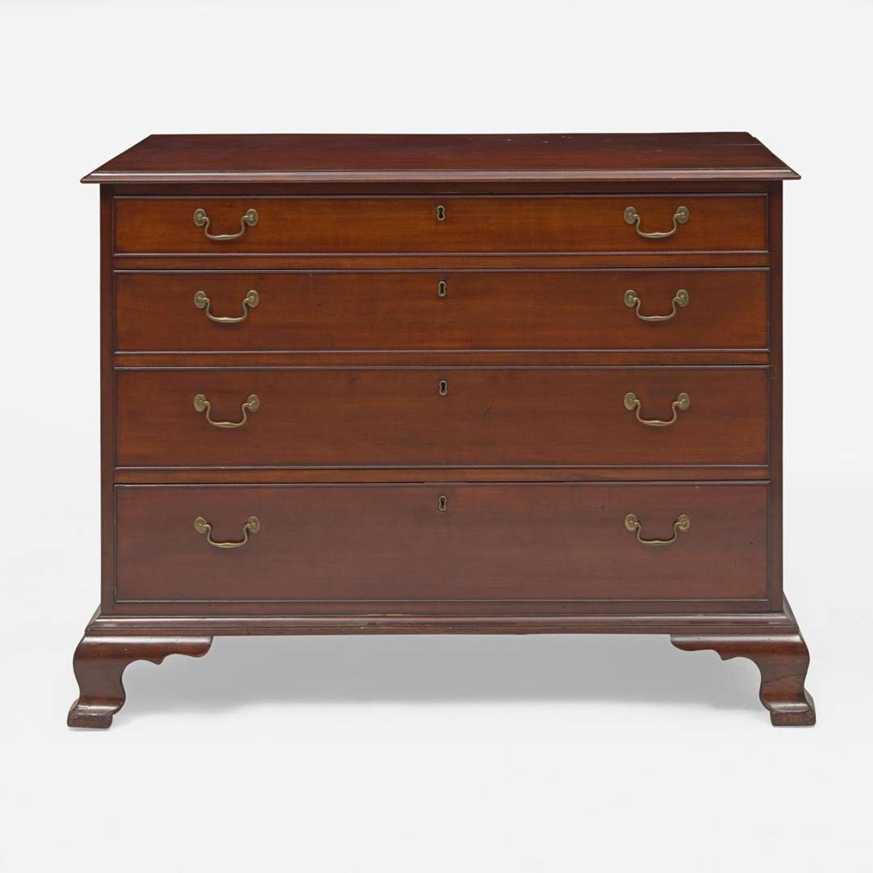 A Chippendale carved cherry chest of drawers New England, possibly Connecticut, late 18th century