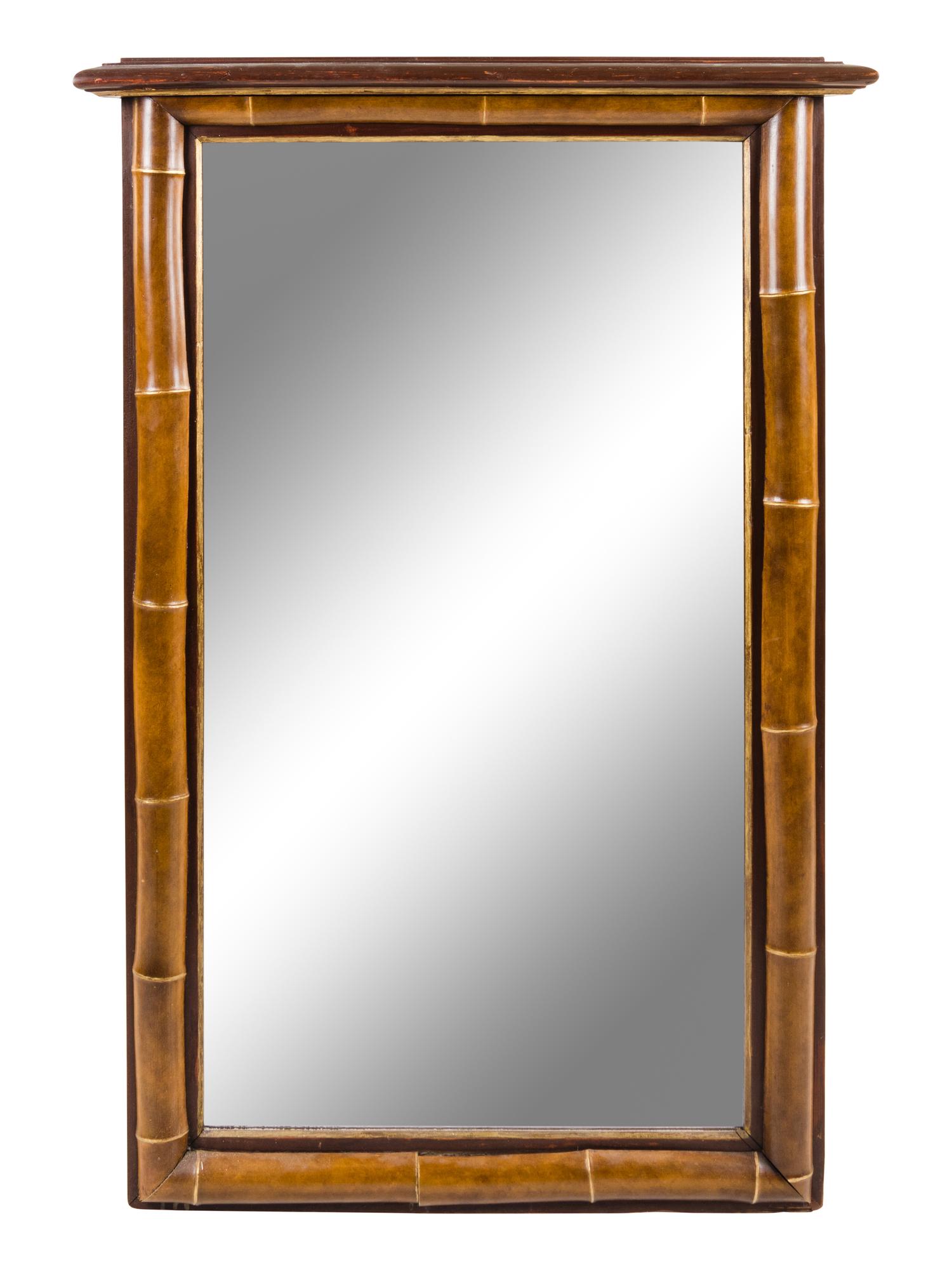 A Parcel Gilt Simulated Bamboo Mirror