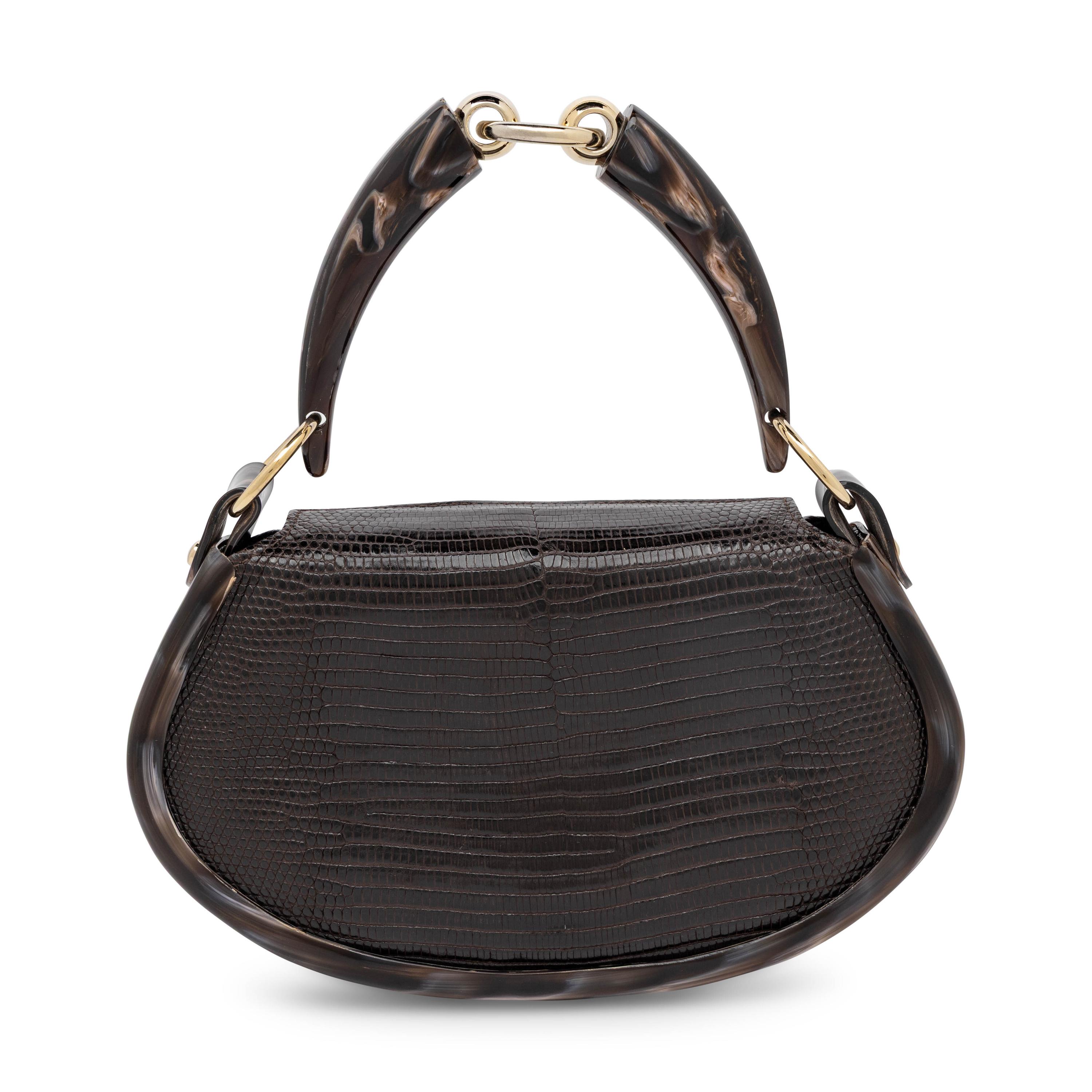 Giorgio Armani Privé, Dark Brown Lizard Skin Handbag