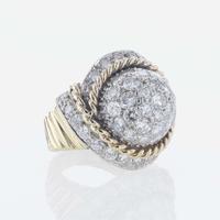 An 18K Yellow Gold Ring with Pavé Diamonds