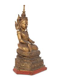 A Cambodian Gilt Papier-Mâché Seated Buddha Figure