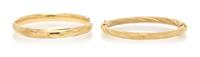 A Collection of 14 Karat Yellow Gold Bangle Bracelets, 14.35 dwts.