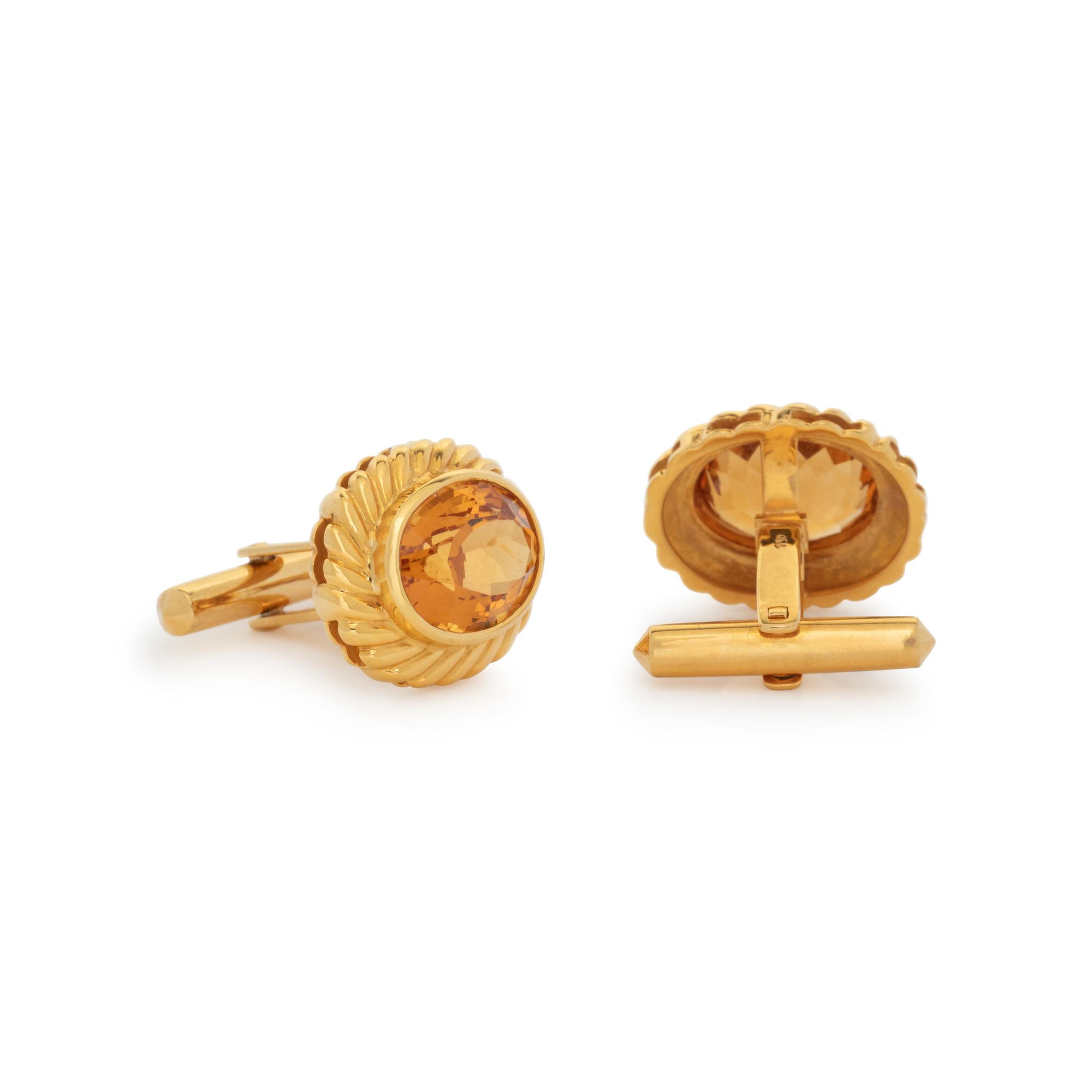 CITRINE AND YELLOW GOLD CUFFLINKS