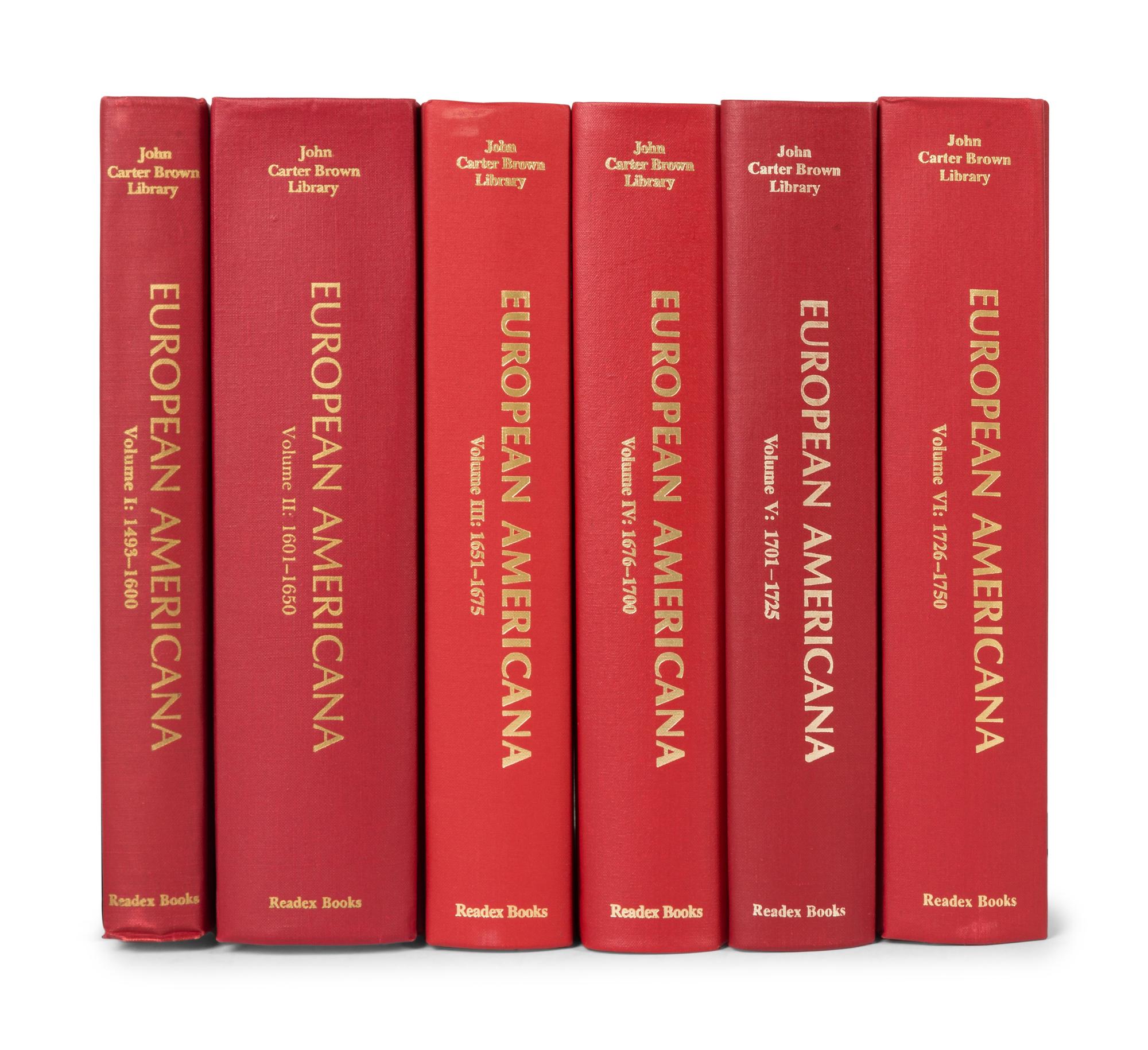 [AMERICANA -- BIBLIOGRAPHIES]. ALDEN, John, et al. (ed.) European Americana: A Chronological Guide to Works Printed in Europe Relating to the Americas, 1493-1776 . New York: Readex Books, 1980.