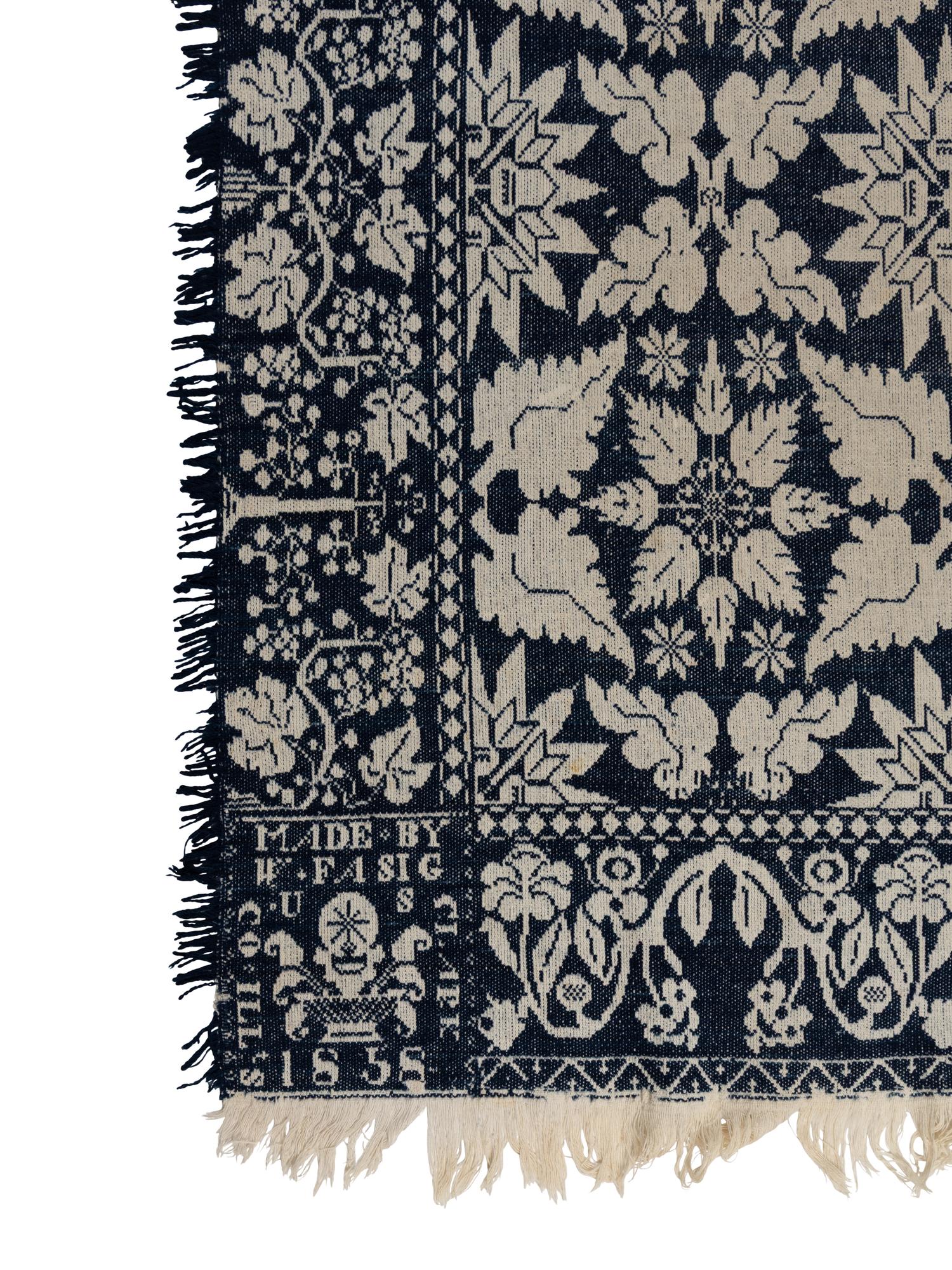 Two Cotton and Wool Jacquard Coverlets