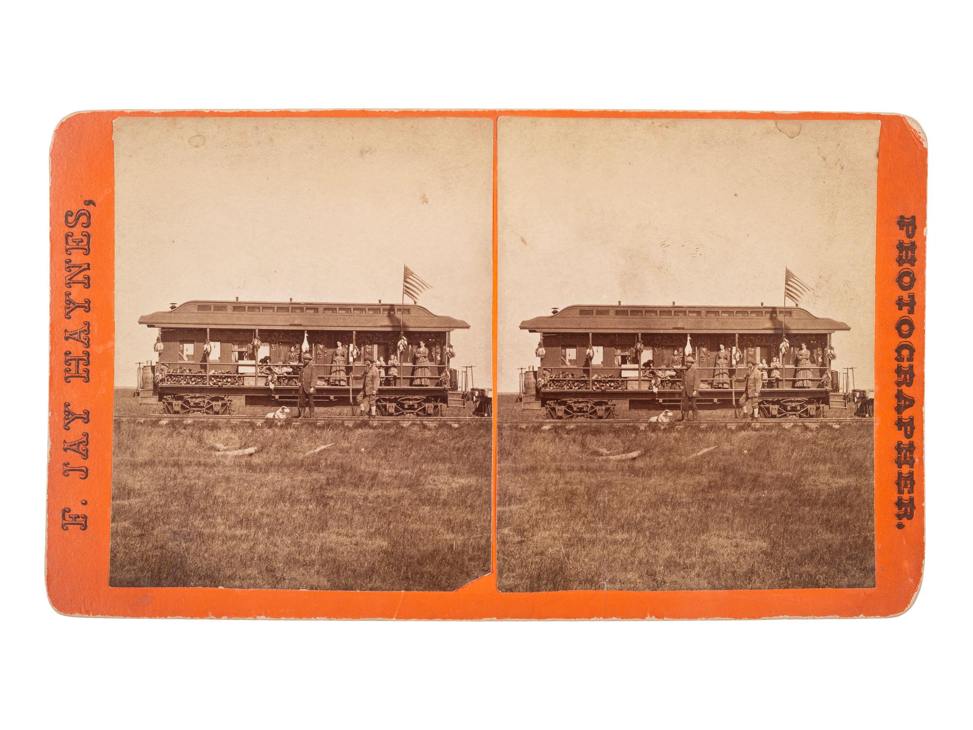 [WESTERN AMERICANA] -- [RAILROAD]. HAYNES, F. Jay (1853-1921), photographer. N.P. Observation Car . Moorhead, MN.