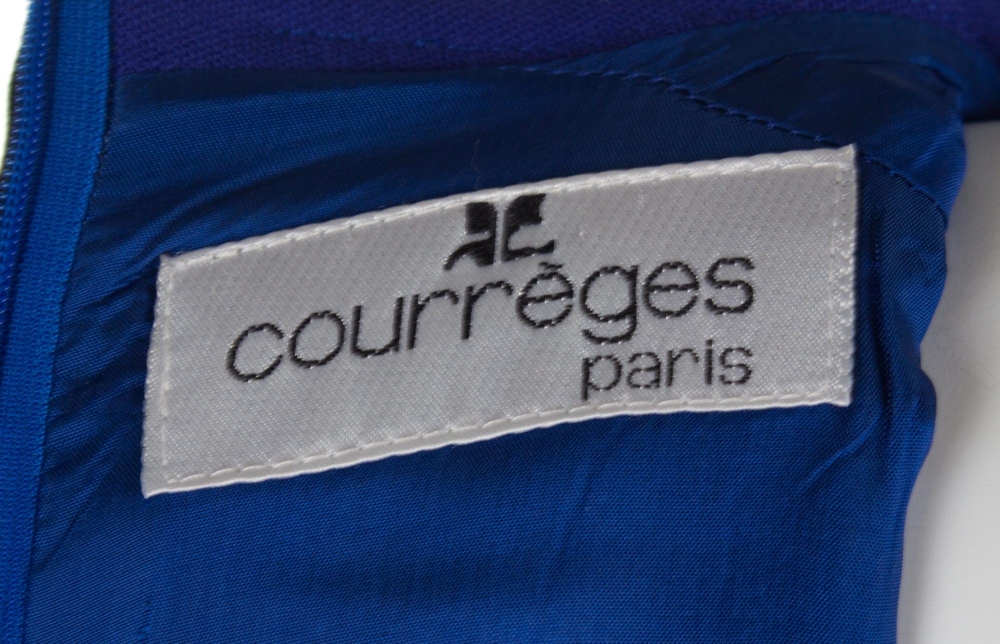 A Courreges Color Block Indigo and Black Wool Mod Dress, Size 36.