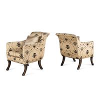 A Pair of Custom Silk Upholstered Rose Tarlow Armchairs