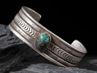 Navajo Ingot and Turquoise Cuff Bracelet