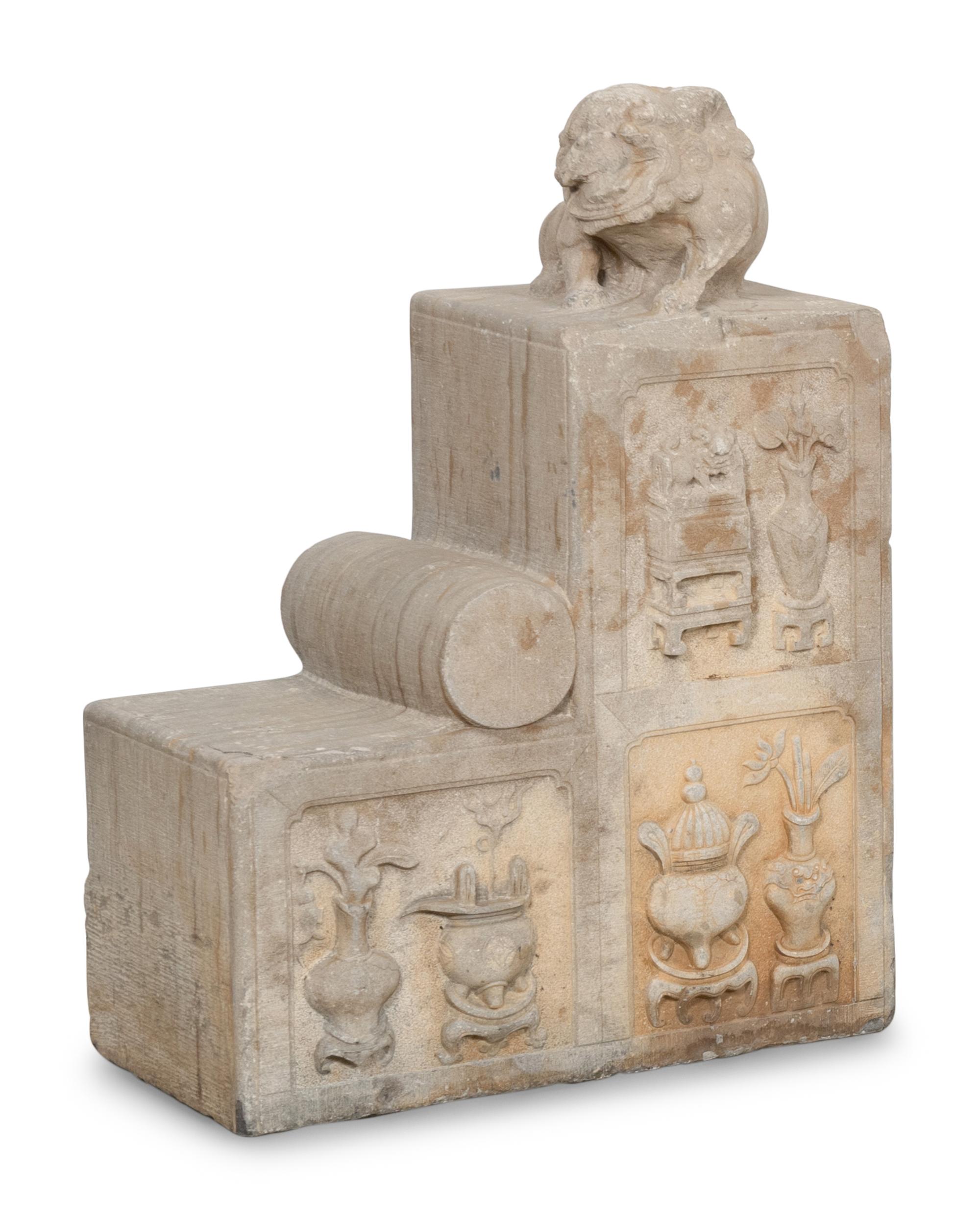 A Pair of Large Chinese Carved Bearing Stones