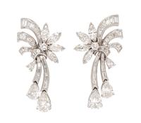 A Pair of Platinum and Diamond Earclips, 12.90 dwts.