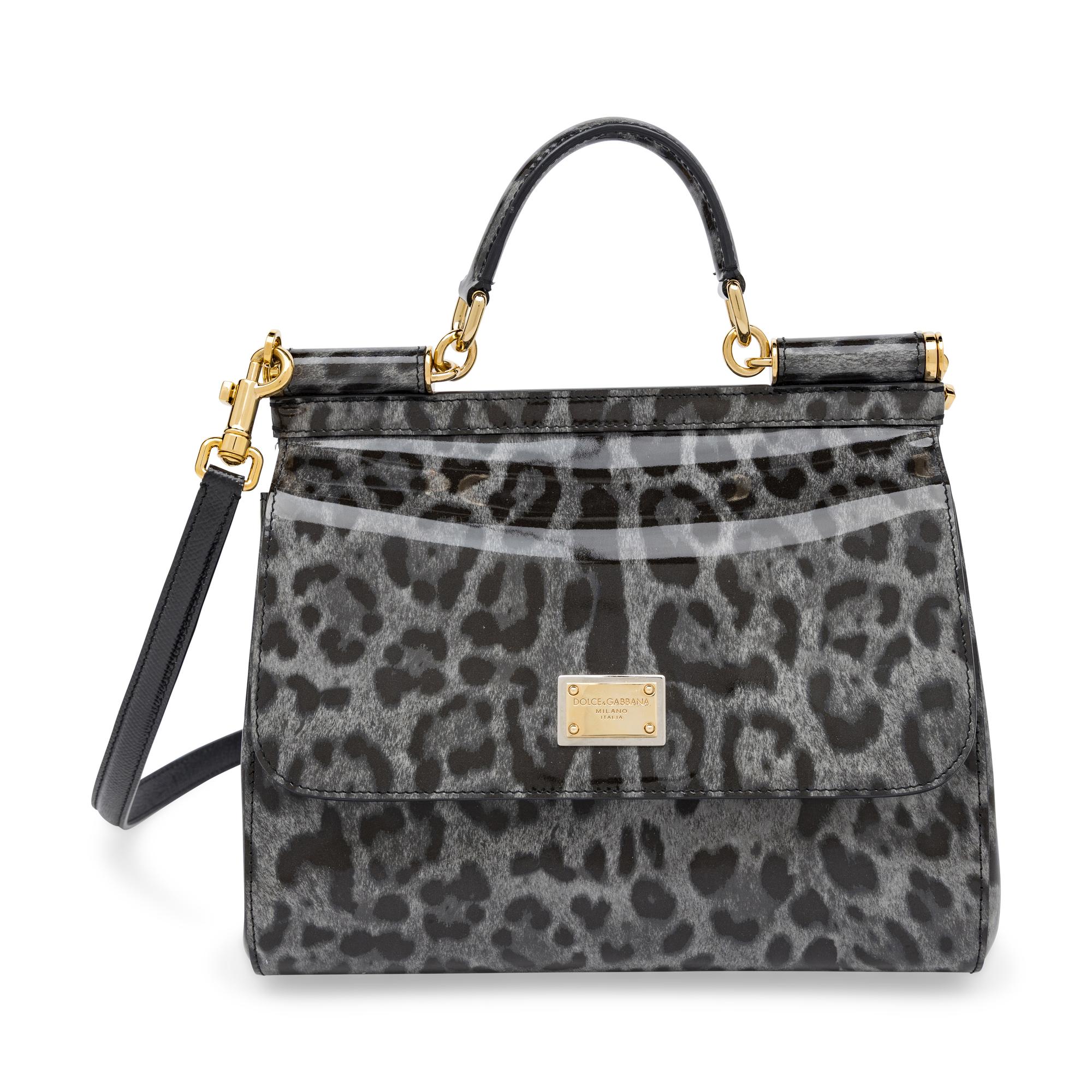 Dolce & Gabbana, Medium Sicily Bag in Grey Leopard Print