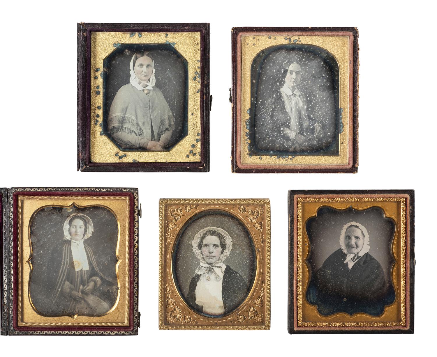 [EARLY PHOTOGRAPHY]. 30 sixth plate daguerreotypes of serious women of varying ages.