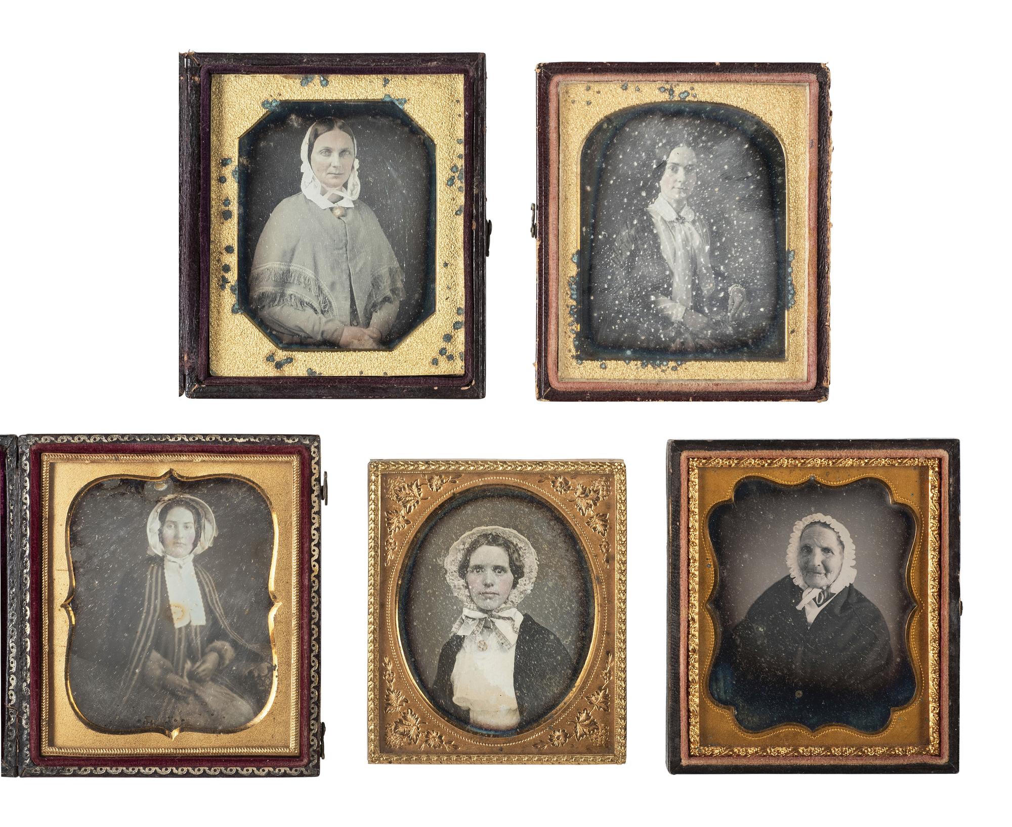 [EARLY PHOTOGRAPHY]. 30 sixth plate daguerreotypes of serious women of varying ages.