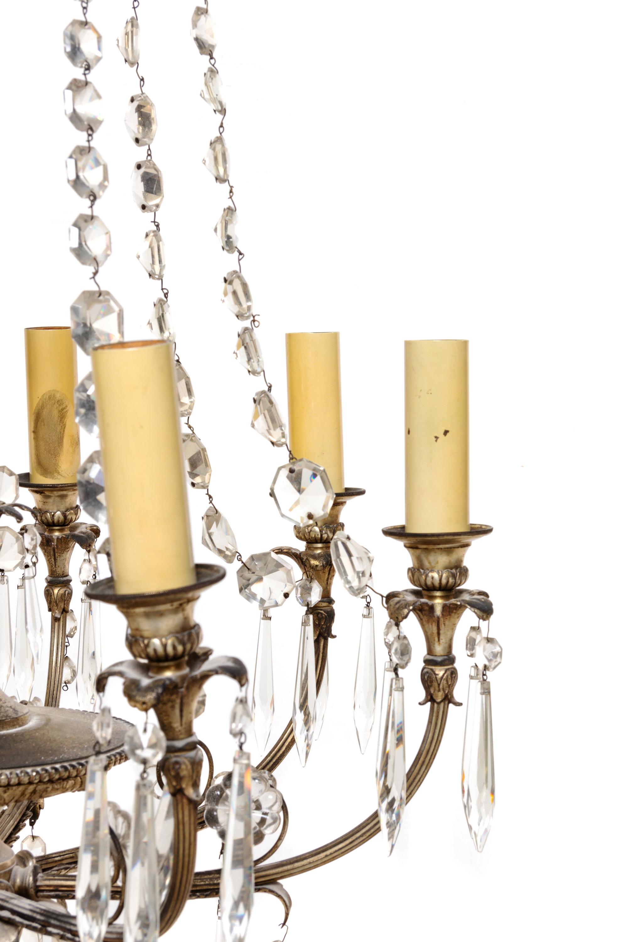 A Neoclassical Style Silver-Plate Eight-Light Chandelier