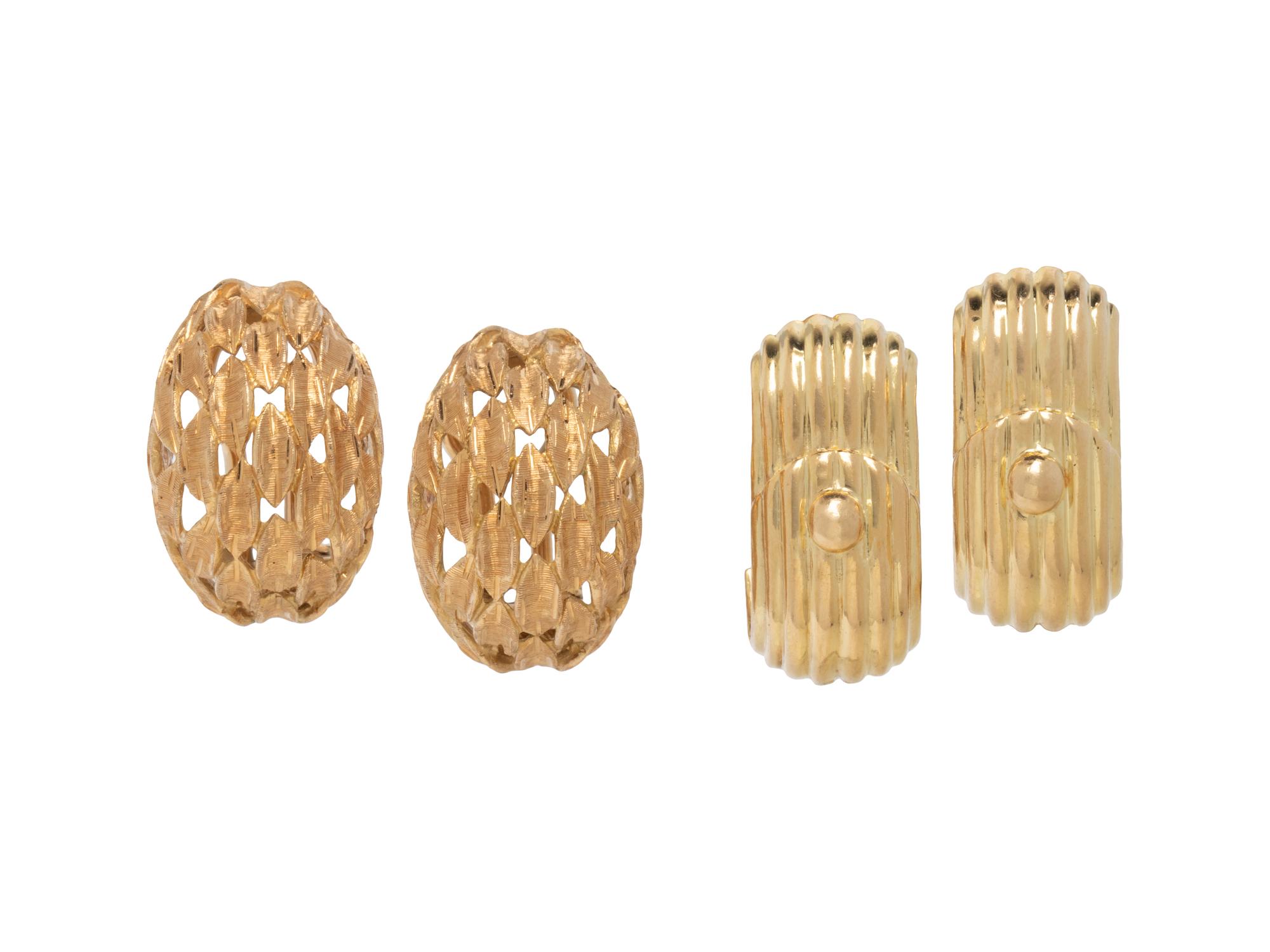 TWO PAIRS OF YELLOW GOLD CLIP EARRINGS