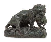 Lion with a Cub in Mouth , late 19th Century