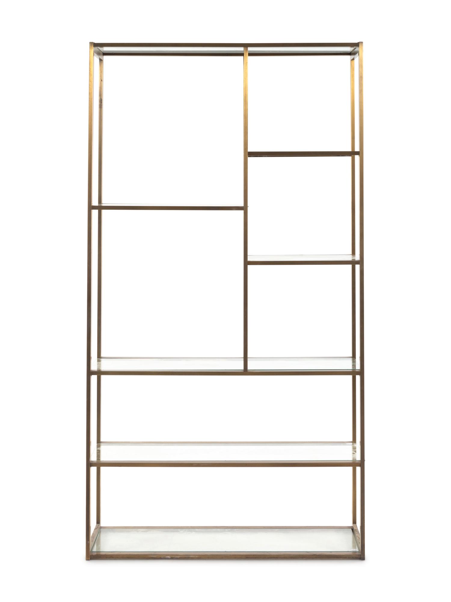 A Contemporary Gilt Metal and Glass Bookshelf