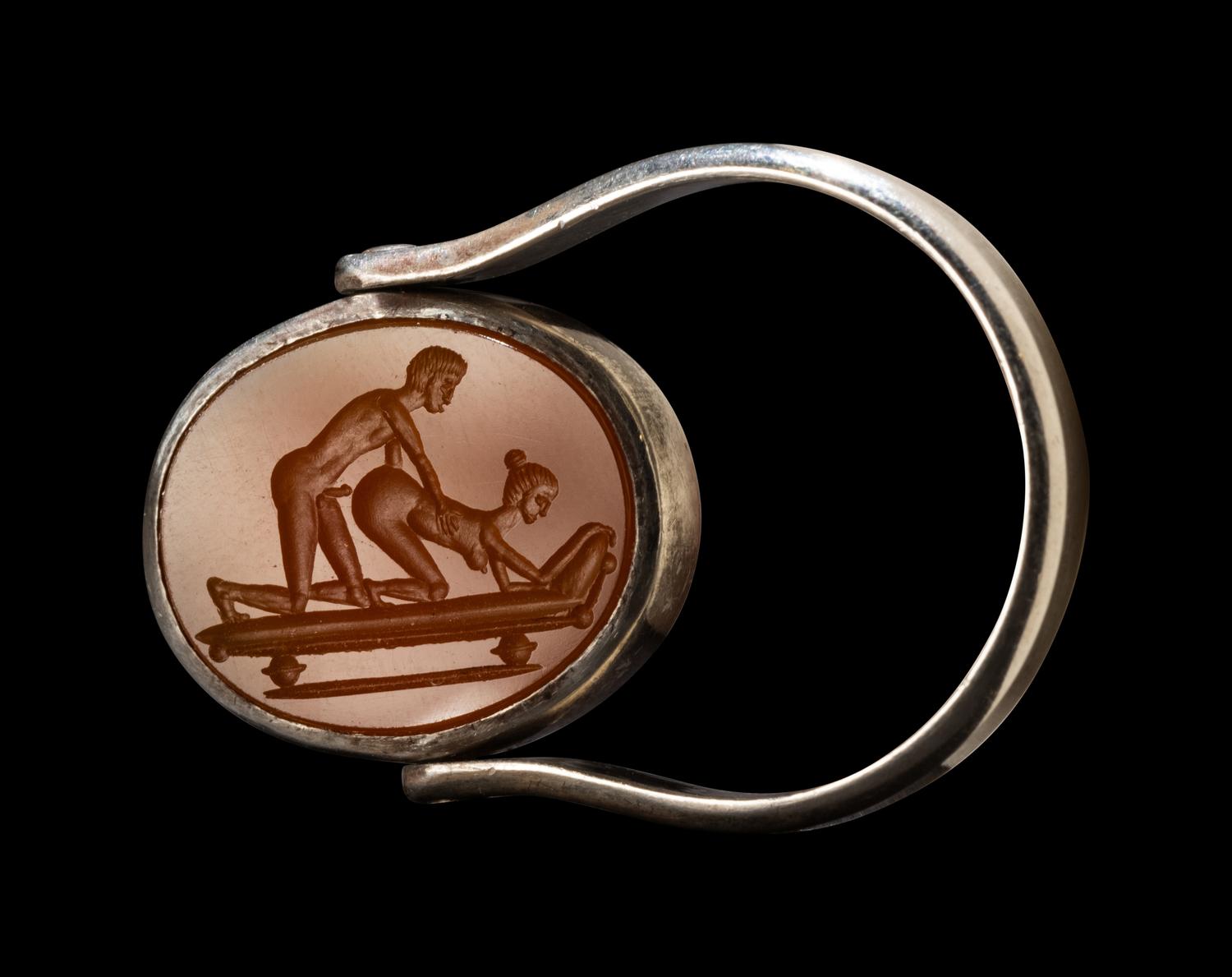 A Roman Carnelian Erotic Ring Stone