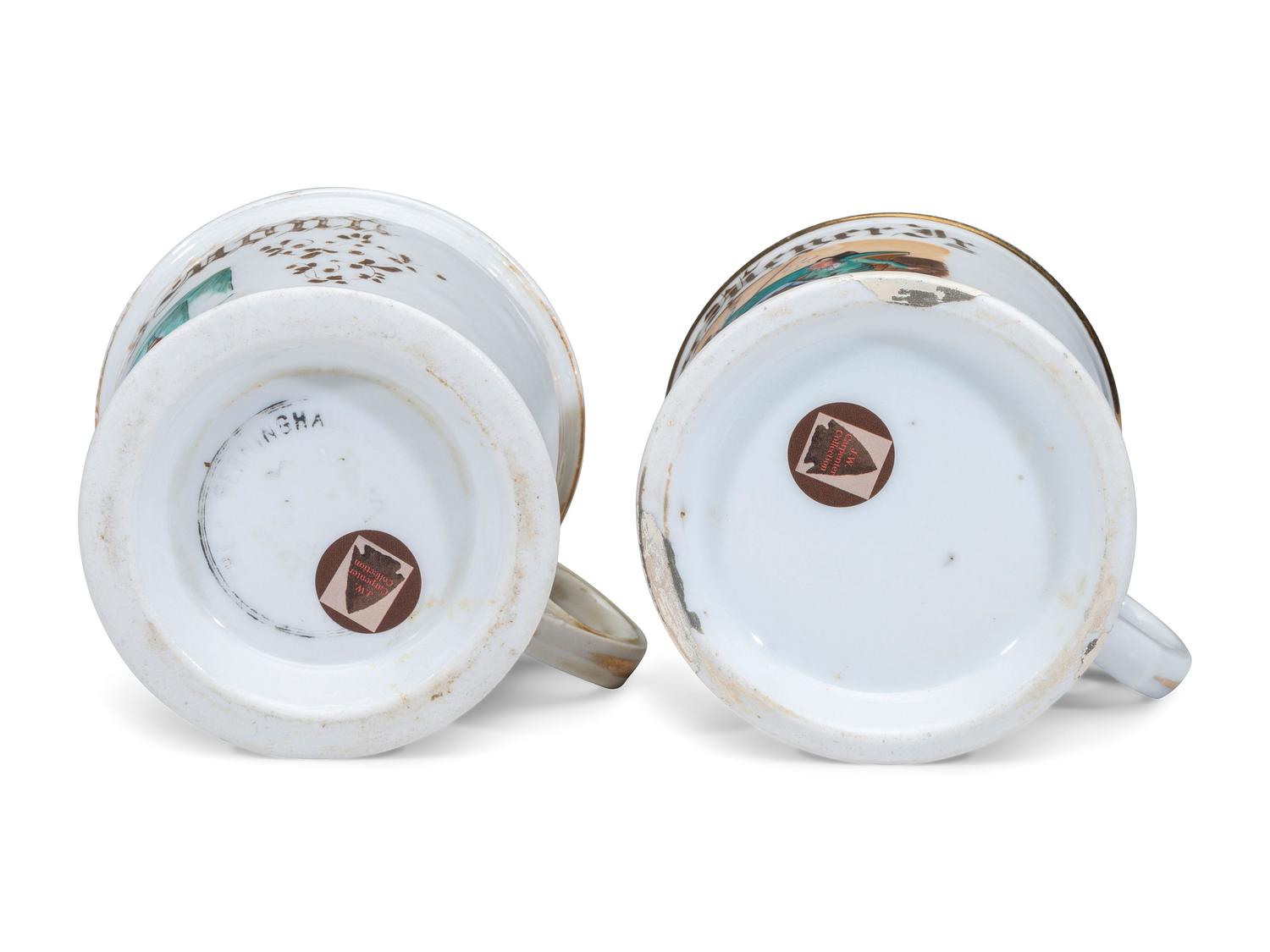 Two Porcelain Shaving Mugs Relating to Leisure Activities