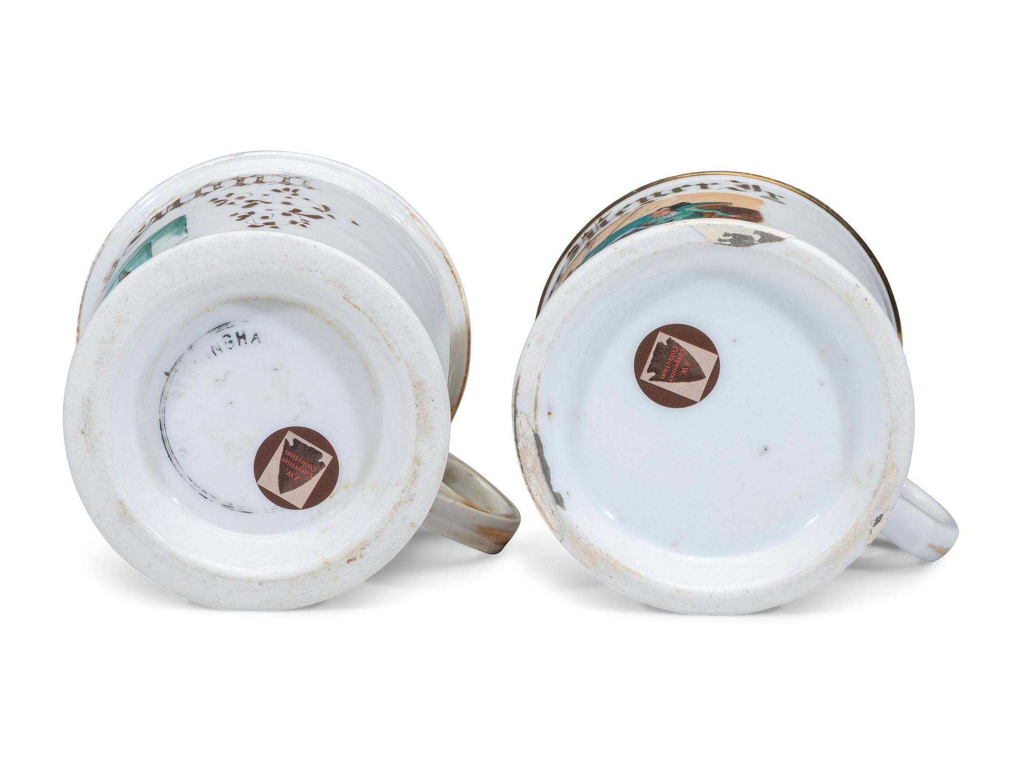 Two Porcelain Shaving Mugs Relating to Leisure Activities