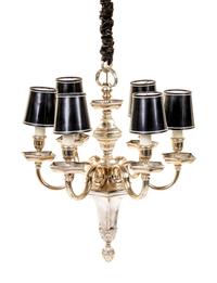 A Dutch Baroque Style Silver-Plate Six-Light Chandelier