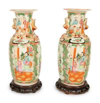 A Pair of Chinese Rose Medallion Porcelain Vases