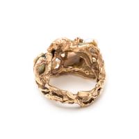 YELLOW GOLD, OPAL AND PEARL RING
