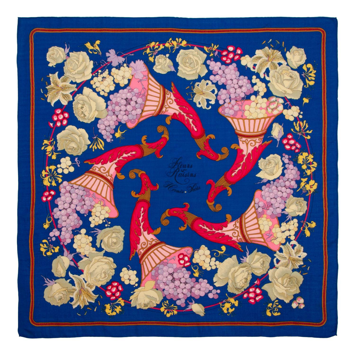 Two Hermès 90cm Silk/Cashmere Scarves
