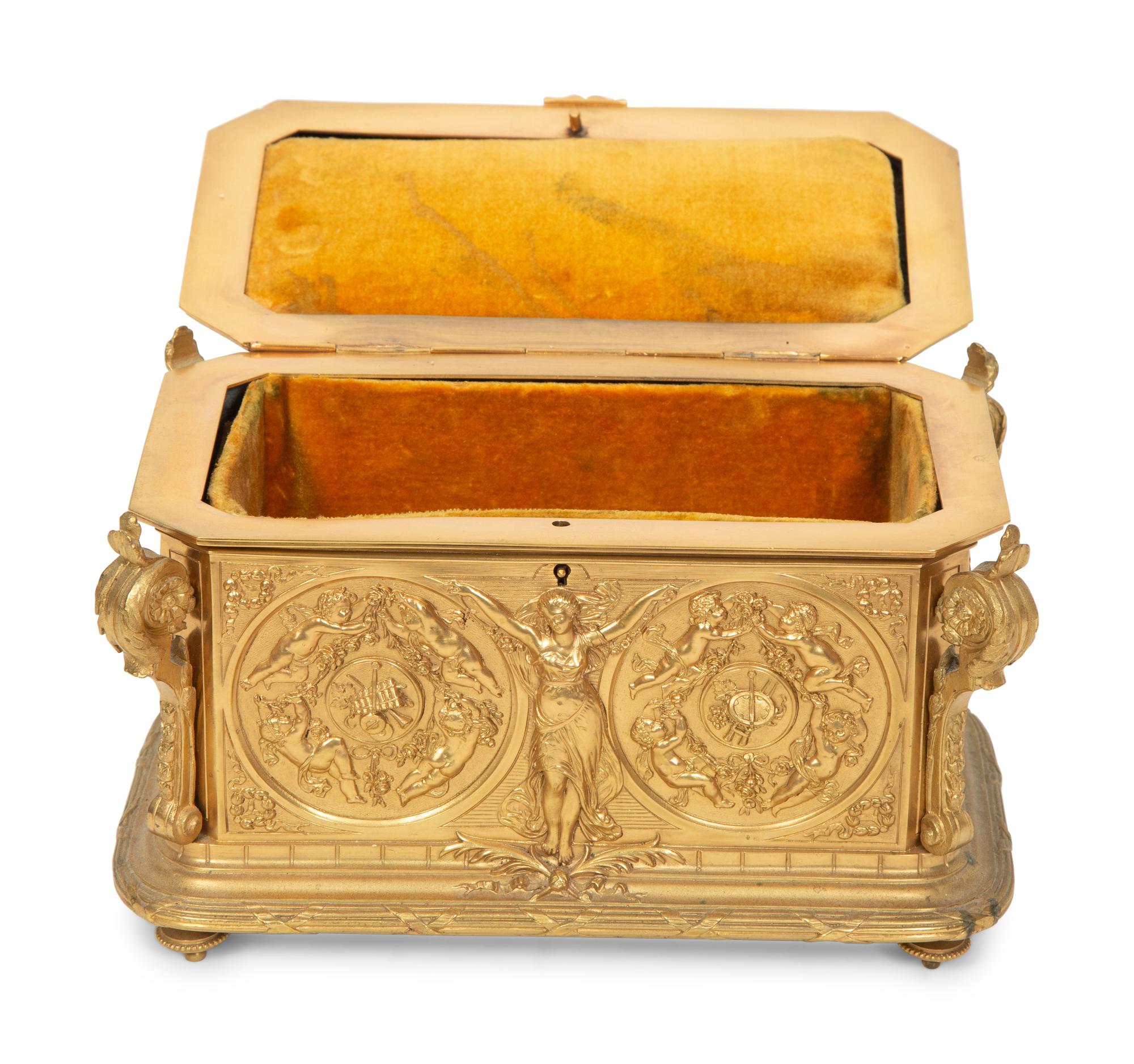 A French Gilt Bronze Jewelry Casket