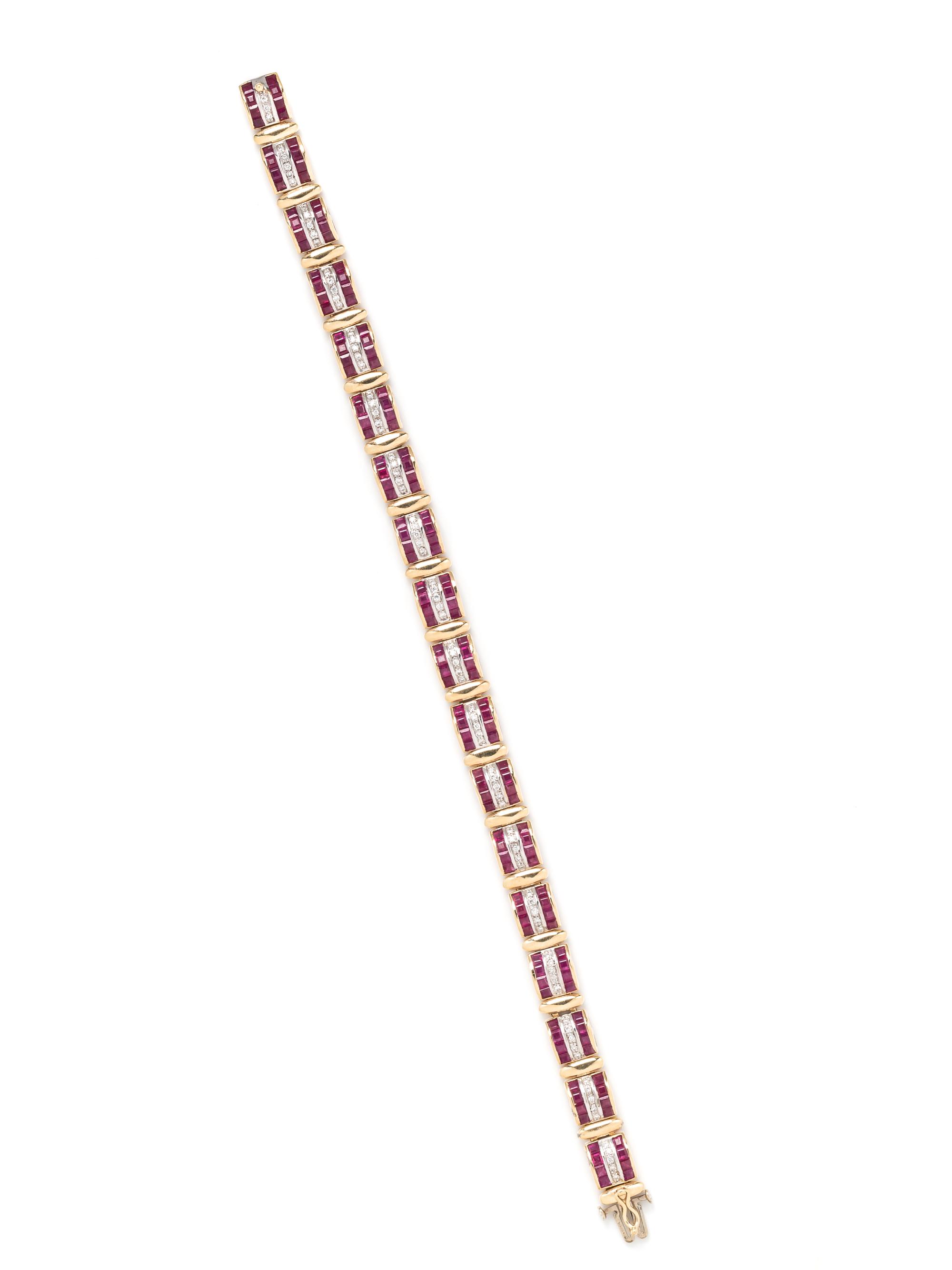 SYNTHETIC RUBY AND DIAMOND BRACELET