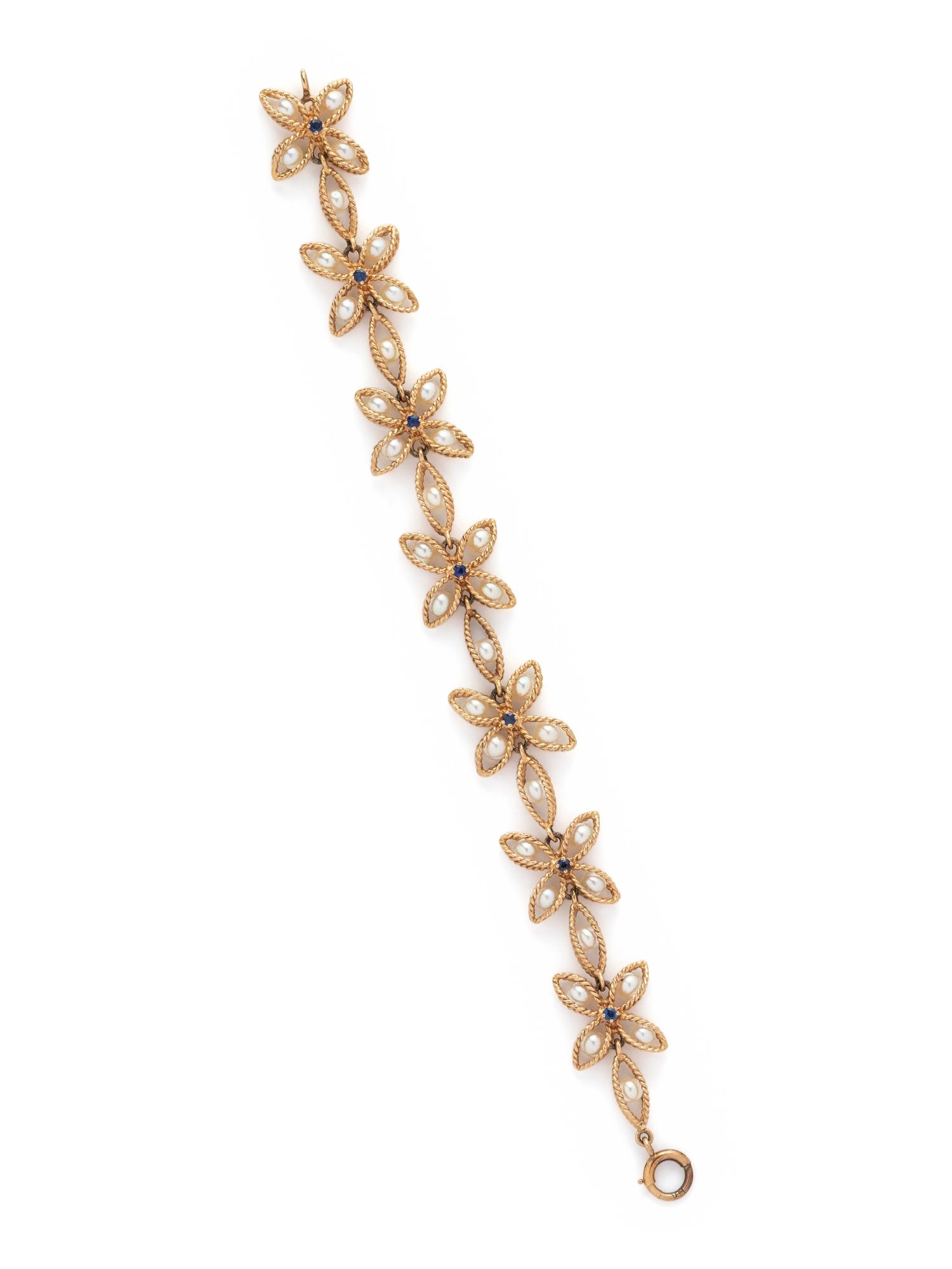 YELLOW GOLD AND CULTURED PEARL BRACELET