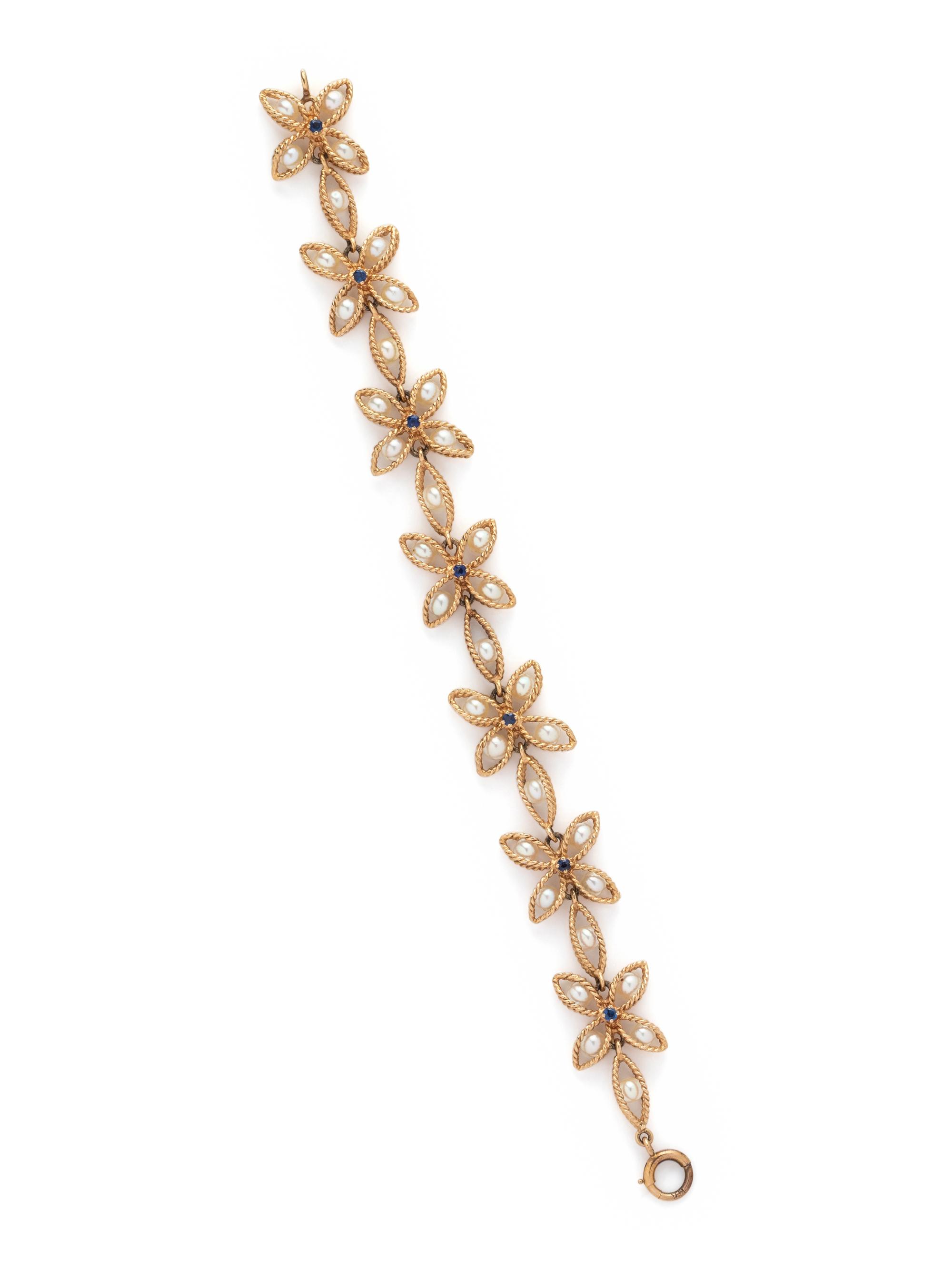 YELLOW GOLD AND CULTURED PEARL BRACELET
