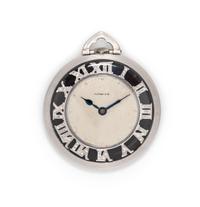 Tiffany & Co., Art Deco, Diamond and Onyx Open Face Pocket Watch
