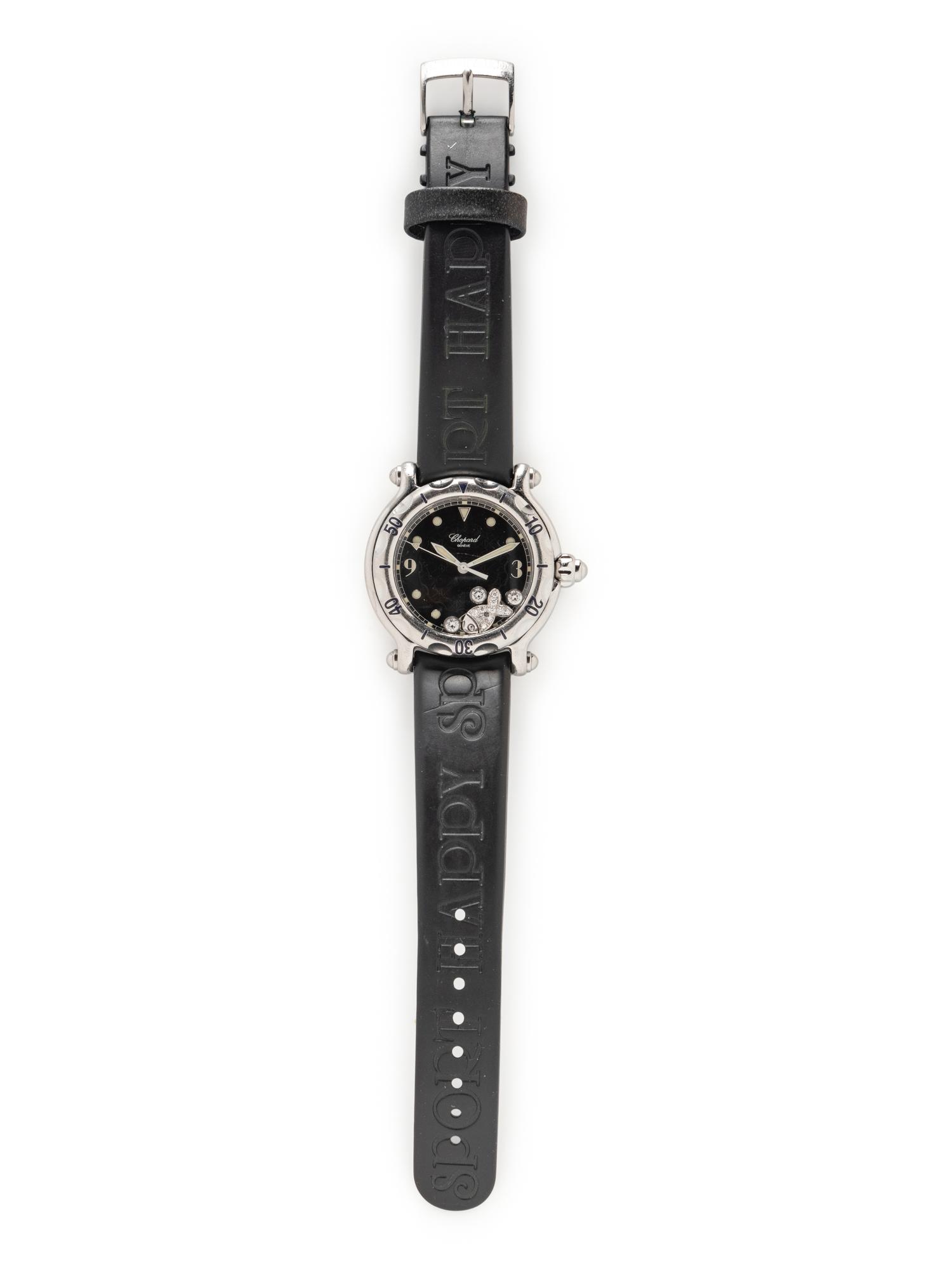 CHOPARD, REF. 8347 STAINLESS STEEL AND DIAMOND 'HAPPY SPORT' WATCH