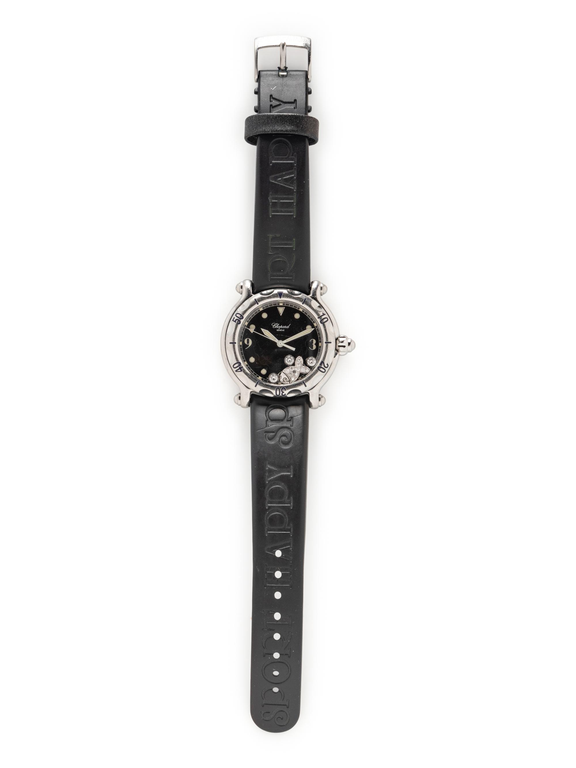 CHOPARD, REF. 8347 STAINLESS STEEL AND DIAMOND 'HAPPY SPORT' WATCH