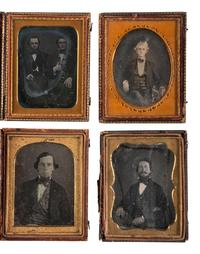 [EARLY PHOTOGRAPHY]. A group of 25 daguerreotype and ambrotype portraits of men with interesting hairstyles and facial hair, including: