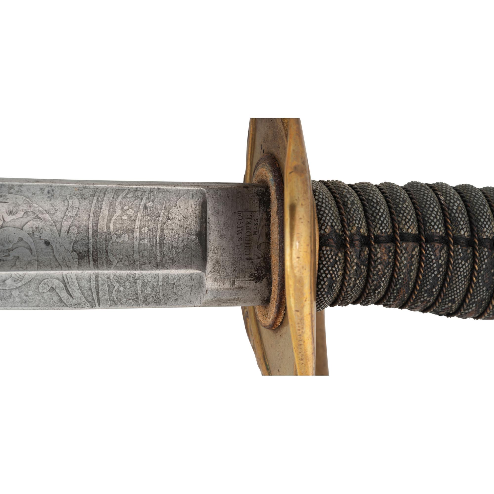 Ames Model 1850 Staff and Field Officers Sword Presented to Capt John Chipman 59th Mass - POW and WIA, with Sash, CDV and GAR Button