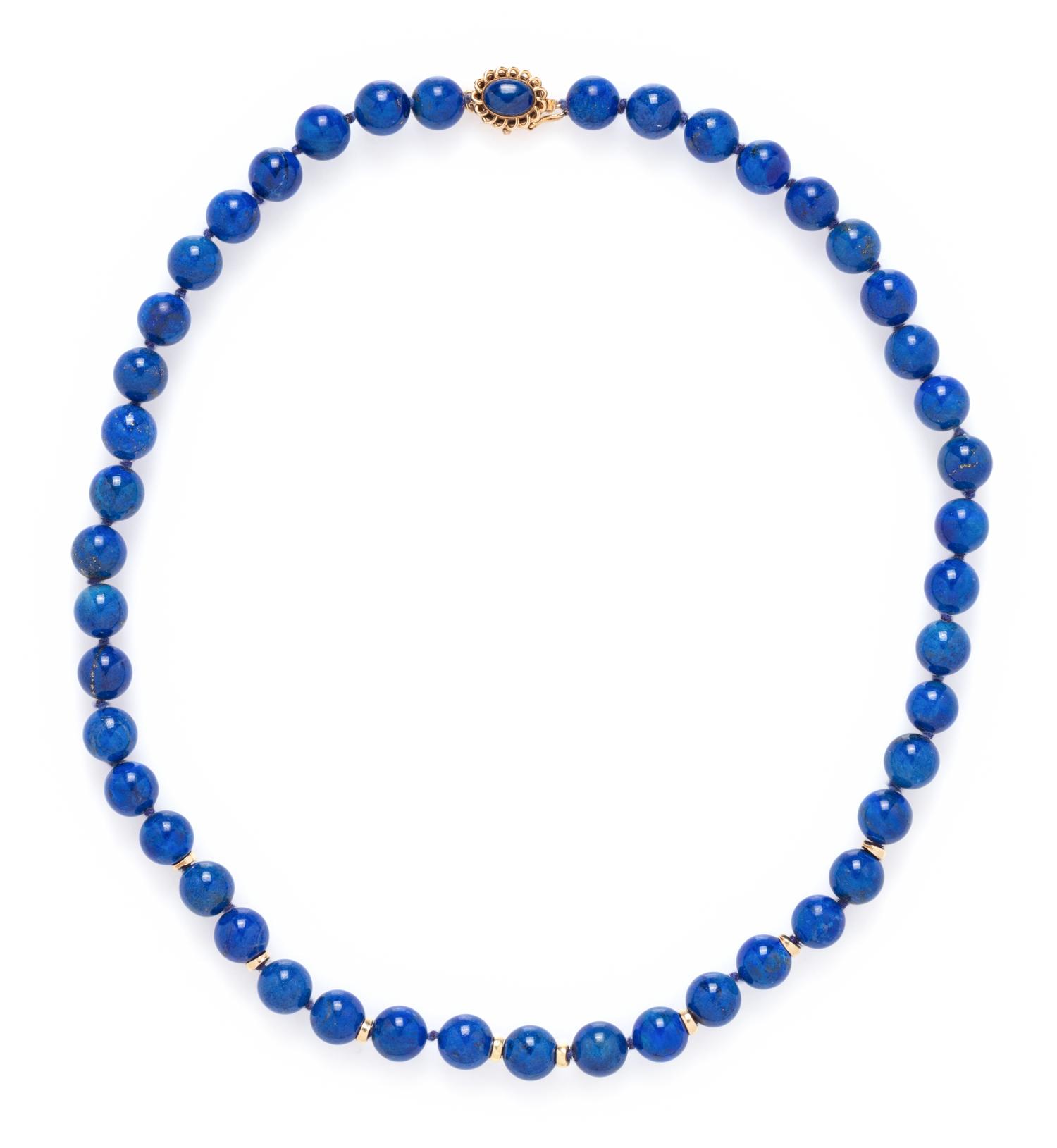 COLLECTION OF YELLOW GOLD AND LAPIS LAZULI JEWELRY
