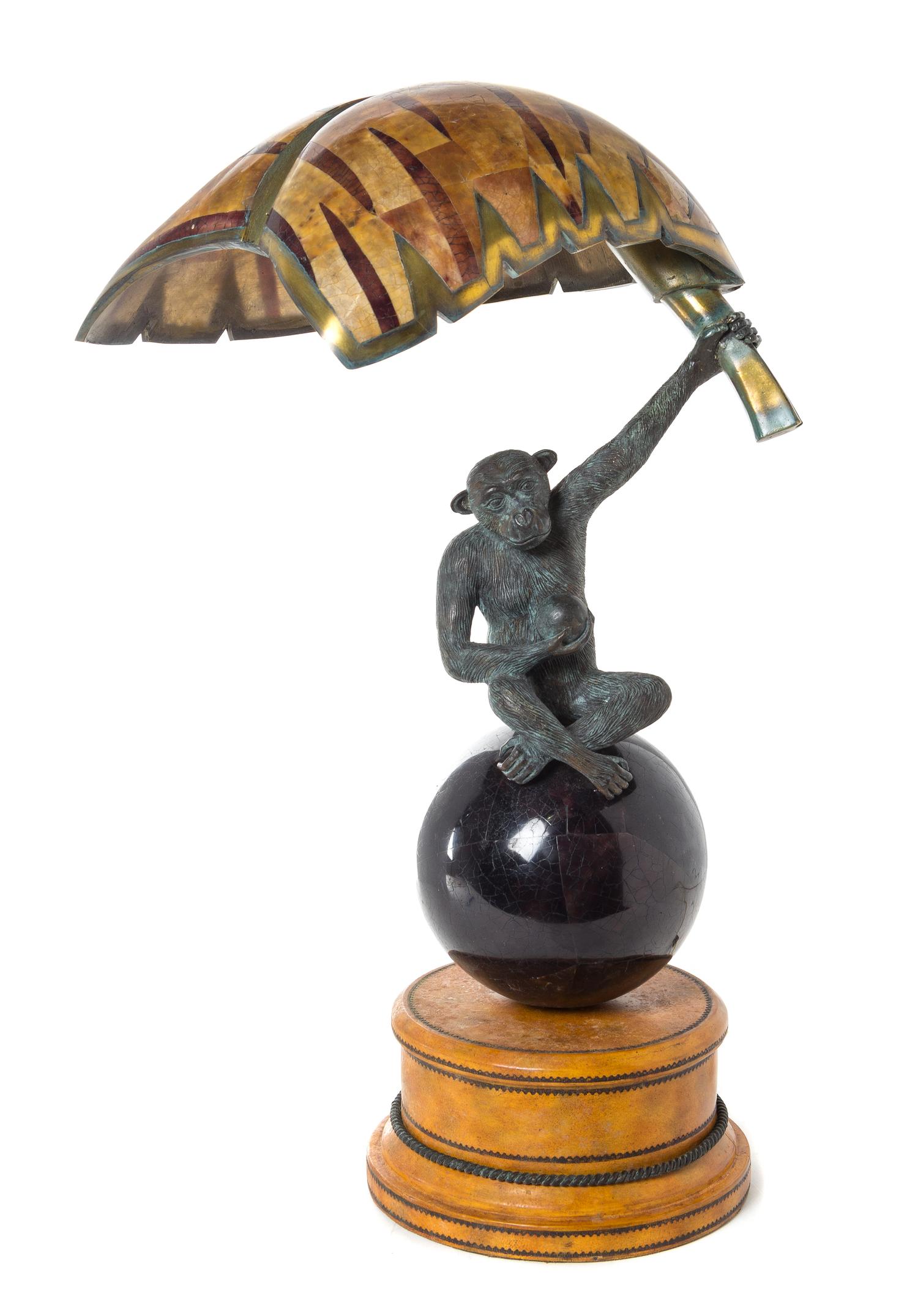 A Patinated Brass and Penshell Veneered Figural Table Lamp Height 23 inches. — MAITLAND-SMITH, 20TH CENTURY