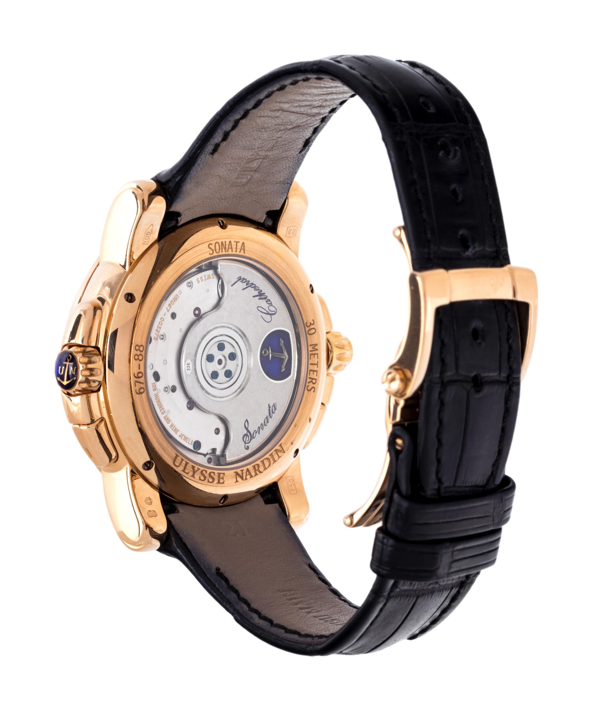 ULYSSE NARDIN, 18K PINK GOLD REF. 676-88 JUMP HOUR DUAL TIME ZONE 'SONATA CATHEDRAL' WRISTWATCH