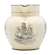 A Very Rare Staffordshire Transfer-Print Creamware War of 1812 Portrait Pitcher